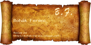 Bohák Ferenc névjegykártya