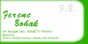 ferenc bohak business card